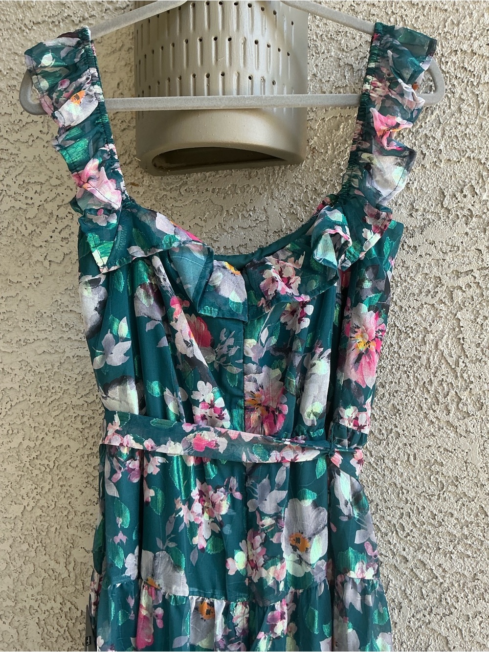 NWT Lulu’s Shela Teal Floral Jacquard Tiered Midi Dress XXL Romantic Gardengirl - Picture 9 of 13